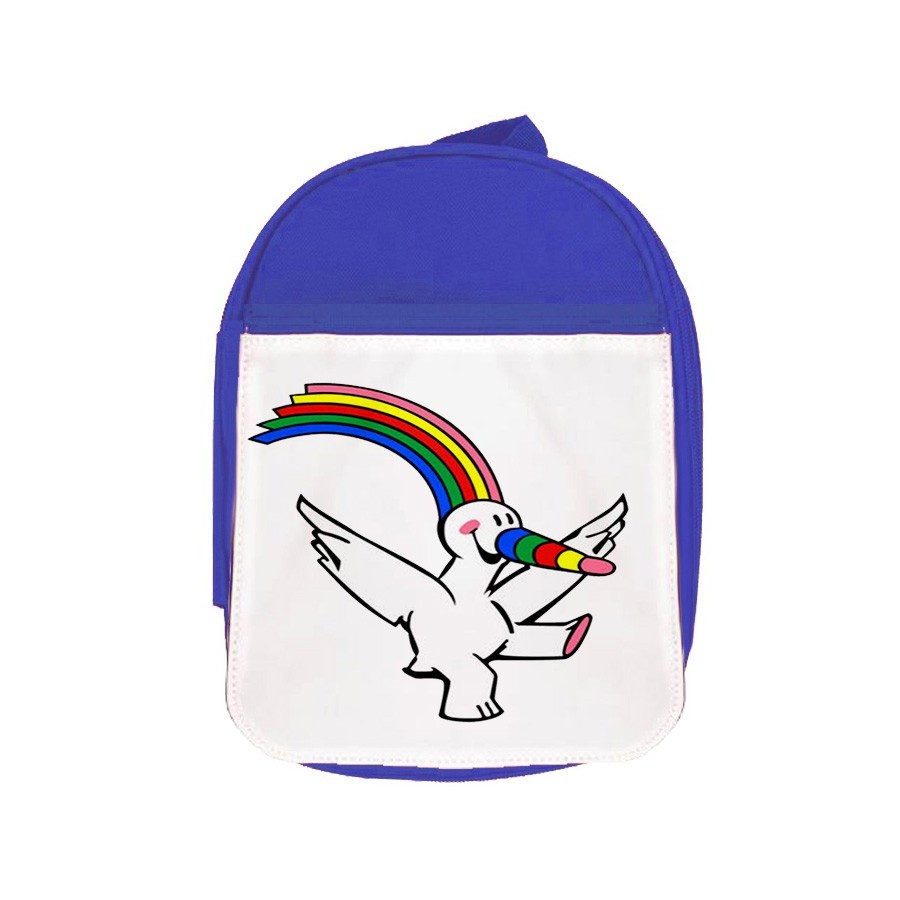 MOCHILA AZUL CURRO MASCOTA EXPO SEVILLA 92 escolar personalizado picnic excursión deporte