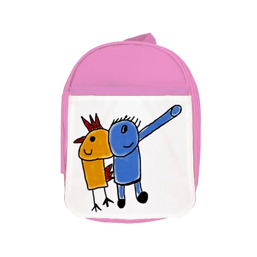 MOCHILA ROSA GALLIFANTE JUEGO DE NIÑOS RETRO PROGRAMA escolar personalizado picnic excursión deporte