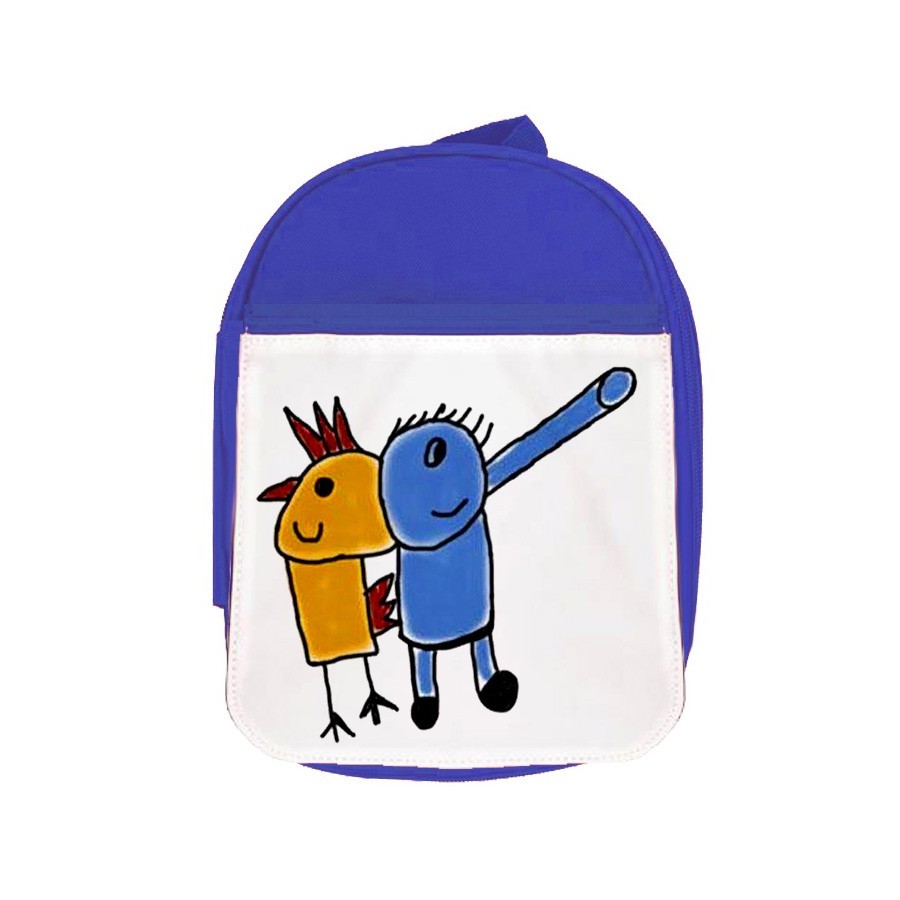 MOCHILA AZUL GALLIFANTE JUEGO DE NIÑOS RETRO PROGRAMA escolar personalizado picnic excursión deporte