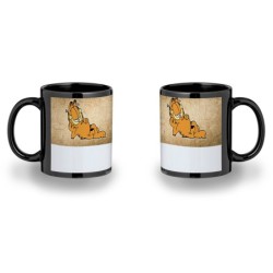 TAZA COMPLETAMENTE NEGRA el gato garfield the cat serie clasica vintage personalizada