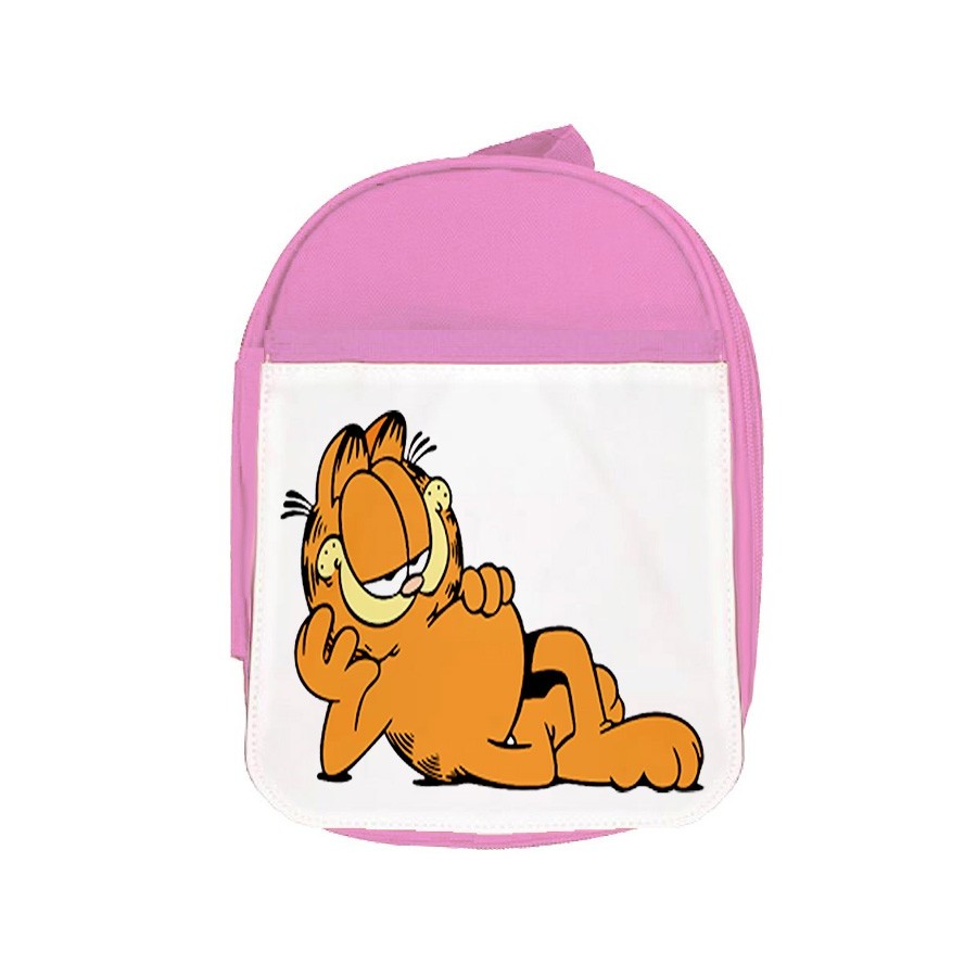 MOCHILA ROSA el gato garfield the cat serie clasica vintage escolar personalizado picnic excursión deporte