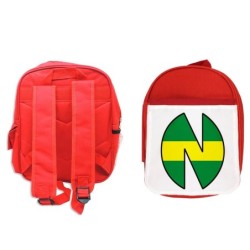 MOCHILA ROJA LOGO NEW TEAM OLIVER Y BENJI FUTBOL escolar personalizado