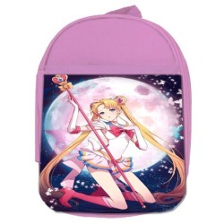 MOCHILA ROSA sailor moon luna personaje anime guerrera escolar personalizado picnic excursión deporte