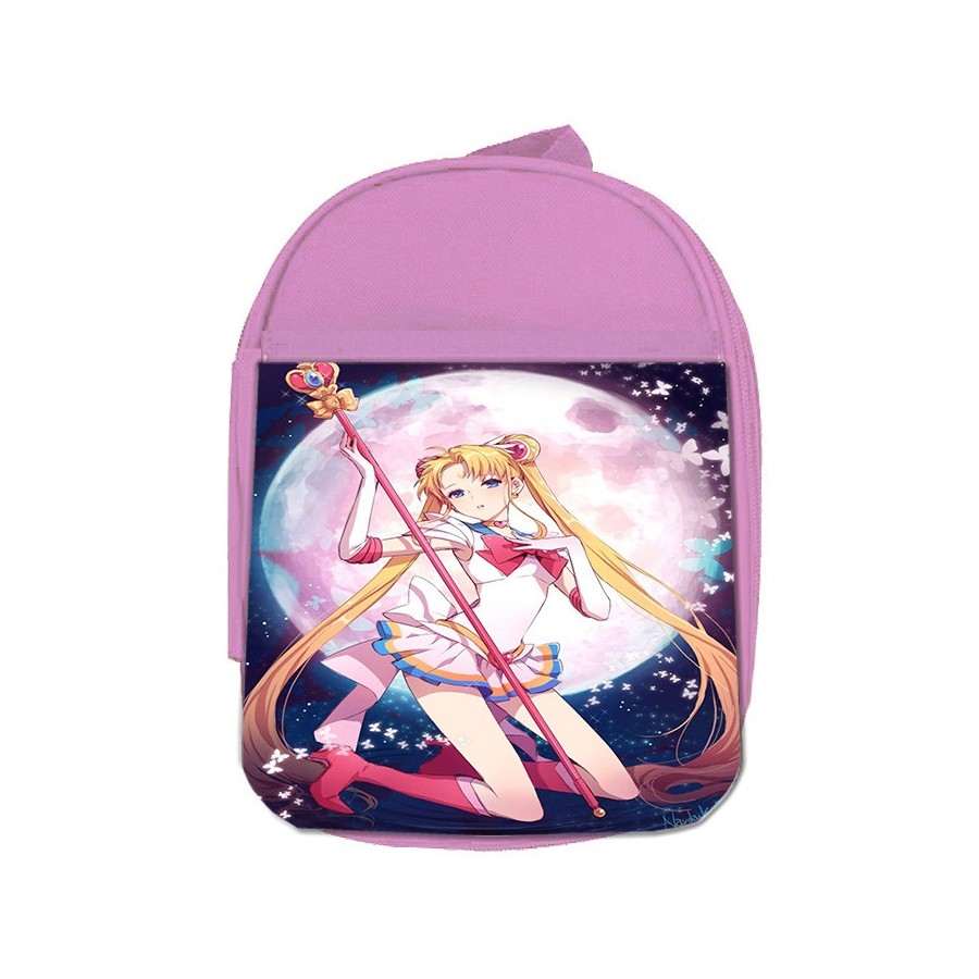 MOCHILA ROSA sailor moon luna personaje anime guerrera escolar personalizado picnic excursión deporte