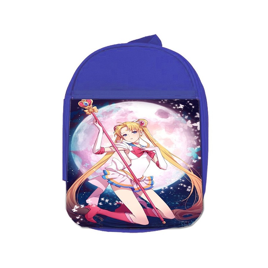 MOCHILA AZUL sailor moon luna personaje anime guerrera escolar personalizado picnic excursión deporte