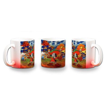 TAZA CON DEGRADADO DARTACAN Y LOS MOSQUEPERROS color personalizada