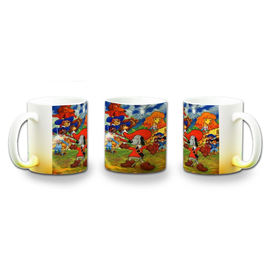 TAZA CON DEGRADADO DARTACAN Y LOS MOSQUEPERROS color personalizada