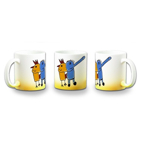 TAZA CON DEGRADADO GALLIFANTE JUEGO DE NIÑOS RETRO PROGRAMA color personalizada