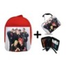 PACK MOCHILA ROJA Y ESTUCHE cantantes kpop dxmon burn up spark material escolar