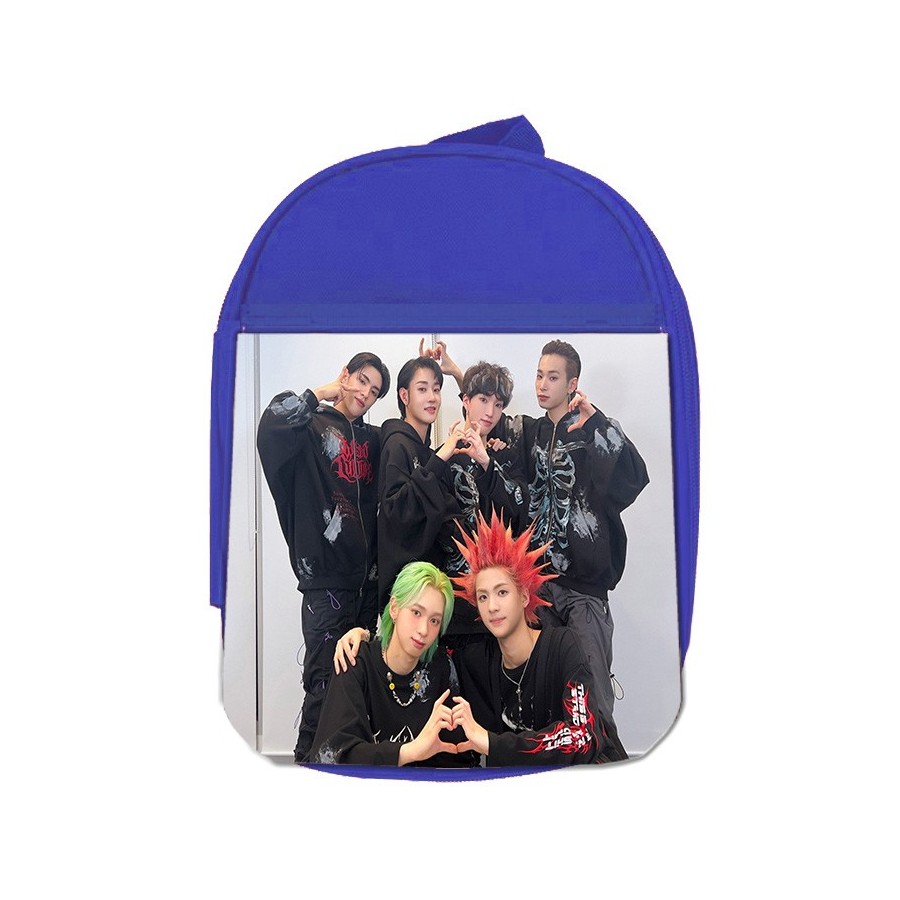 MOCHILA AZUL cantantes kpop dxmon burn up spark escolar personalizado picnic excursión deporte