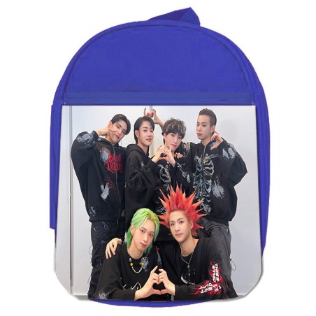 MOCHILA AZUL cantantes kpop dxmon burn up spark escolar personalizado picnic excursión deporte