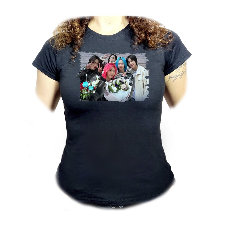 CAMISETA NEGRA MUJER cantantes kpop dxmon girls love boys love girls oferta personalizada