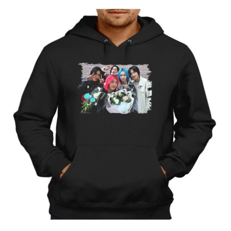 SUDADERA NEGRA CON CAPUCHA cantantes kpop dxmon girls love boys love girls adulto poliester algodón personalizada