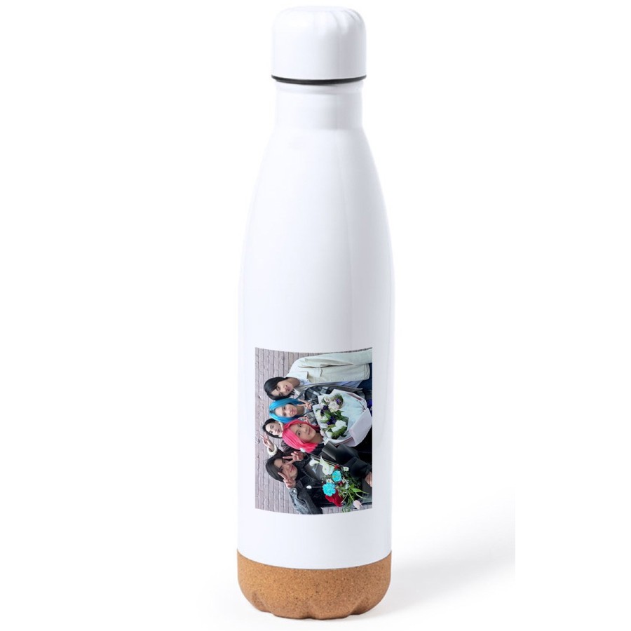 BIDON 750 ML ACERO INOXIDABLE ADORNO DE CORCHO cantantes kpop dxmon girls love boys love girls tapon botella