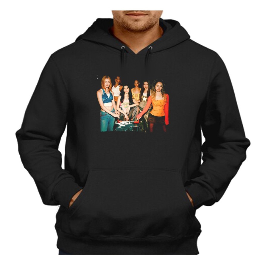 SUDADERA NEGRA CON CAPUCHA cantantes kpop KATSEYE whatching you adulto poliester algodón personalizada