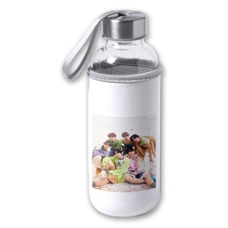 BIDON DE 420 ML CON FUNDA DE NEOPRENO cantantes kpop ntc regular fact check tapon seguridad