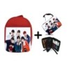 PACK MOCHILA ROJA Y ESTUCHE cantantes kpop ntc cherry bomb love on the floor material escolar