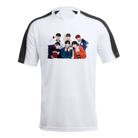 CAMISETA TÉCNICA FRANJA MANGAS NEGRA cantantes kpop ntc cherry bomb love on the floor personalizada