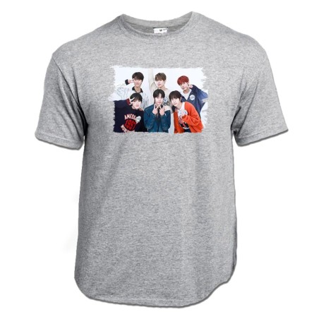 CAMISETA GRIS MEZCLA cantantes kpop ntc cherry bomb love on the floor moda verano personalizada