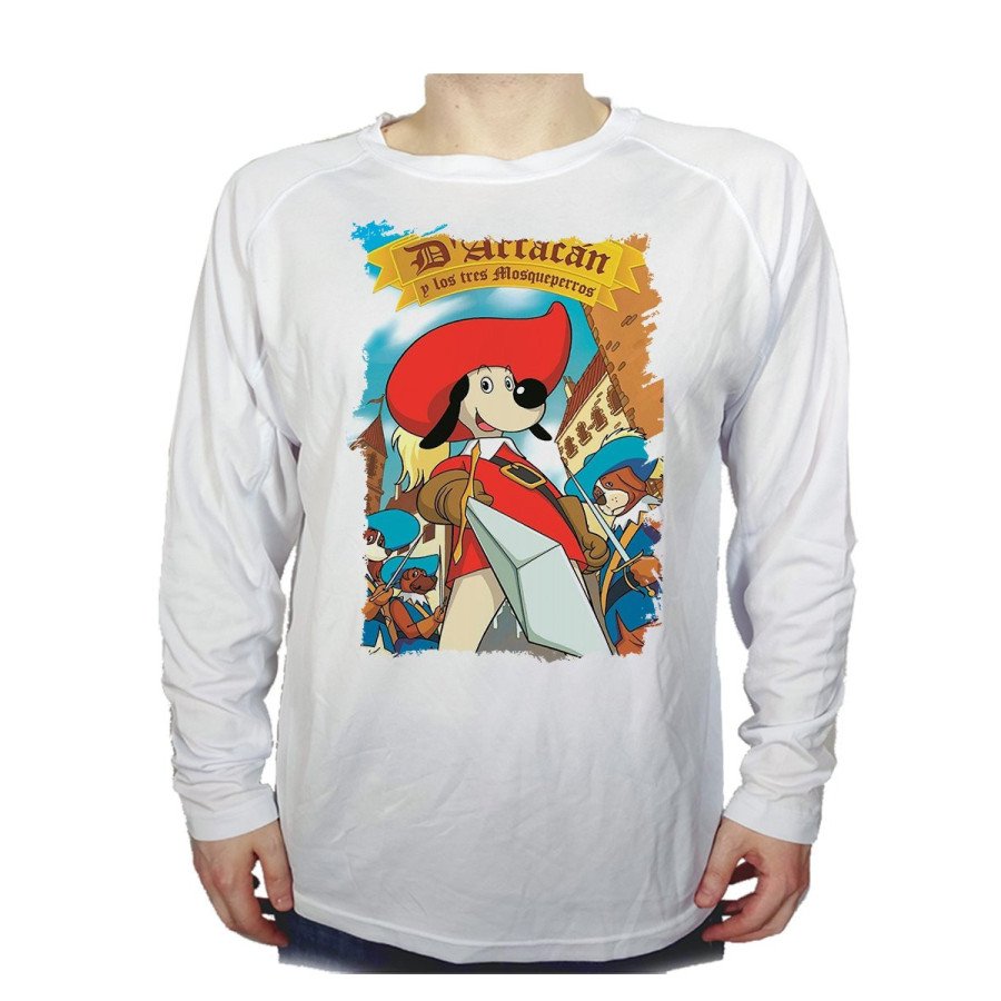 CAMISETA MANGA LARGA Mosqueteros perros francia medieval dibujos personalizada