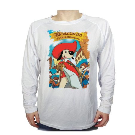 CAMISETA MANGA LARGA Mosqueteros perros francia medieval dibujos personalizada