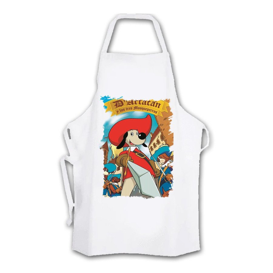 Delantal talla adulto Mosqueteros perros francia medieval dibujos cocina personalizado