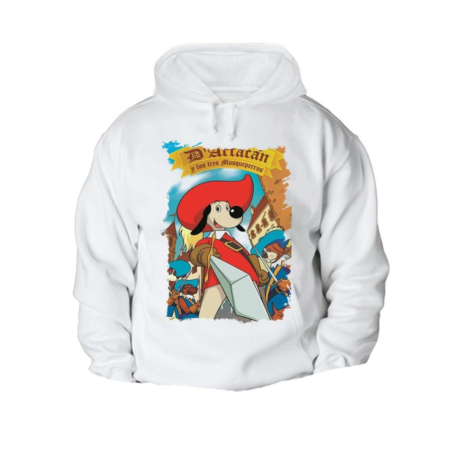 SUDADERA con CAPUCHA Mosqueteros perros francia medieval dibujos con BOLSILLOS