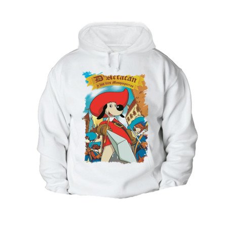 SUDADERA con CAPUCHA Mosqueteros perros francia medieval dibujos con BOLSILLOS