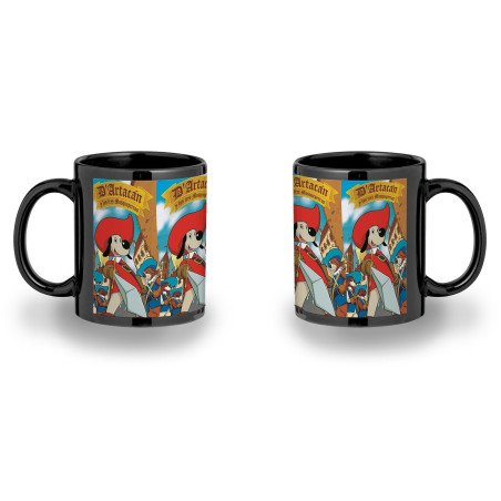 Taza completamente NEGRA Mosqueteros perros francia medieval dibujos personalizada