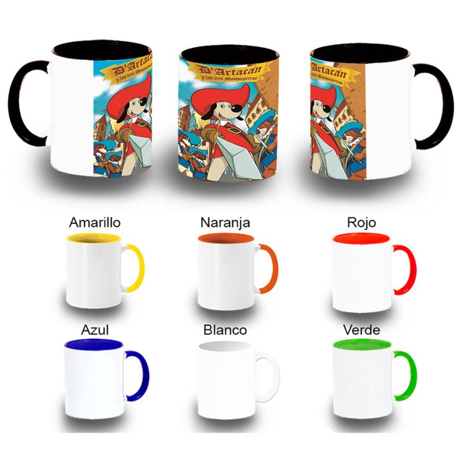 Taza colores Mosqueteros perros francia medieval dibujos color personalizada
