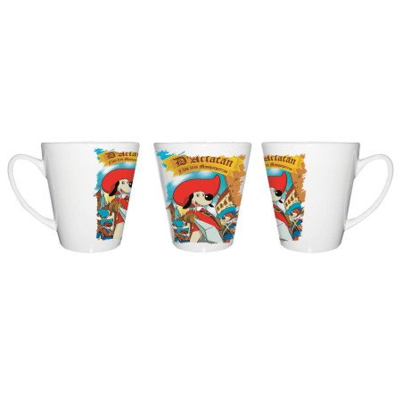 Taza cónica Mosqueteros perros francia medieval dibujos conica personalizada