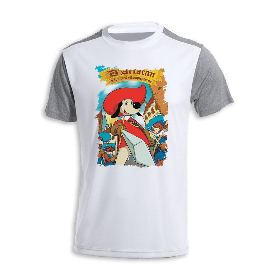 CAMISETA DISEÑO bicolor Mosqueteros perros francia medieval dibujos personalizada