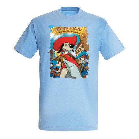 CAMISETA Azul Cielo Mosqueteros perros francia medieval dibujos moda verano personalizada