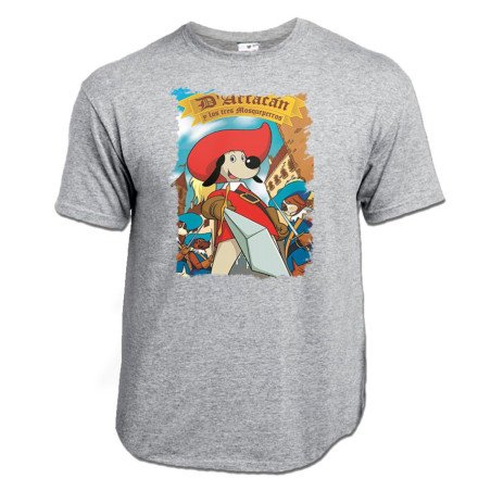 CAMISETA Gris mezcla Mosqueteros perros francia medieval dibujos moda verano personalizada