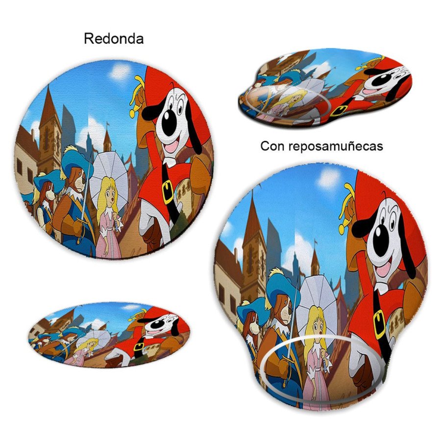 Alfombrilla REDONDEADA Dartañan mosqueteros espadachin dibujos julieta curva curvada reposamuñecas pc raton
