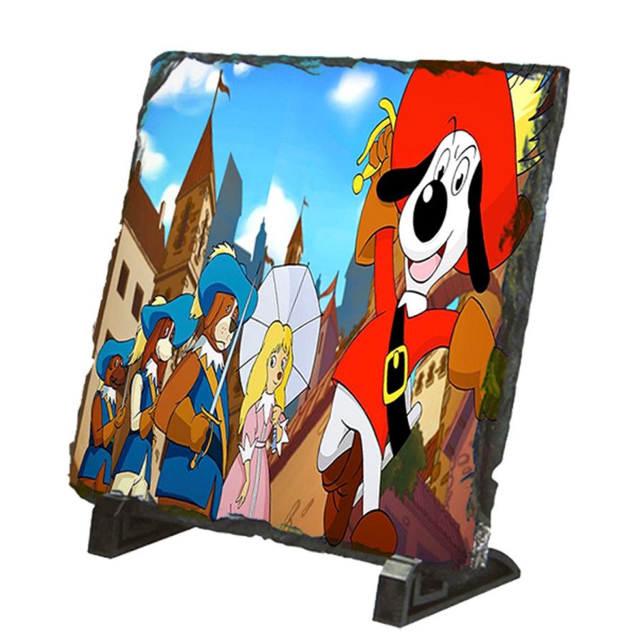 Placa pizarra Dartañan mosqueteros espadachin dibujos julieta portafotos portafoto