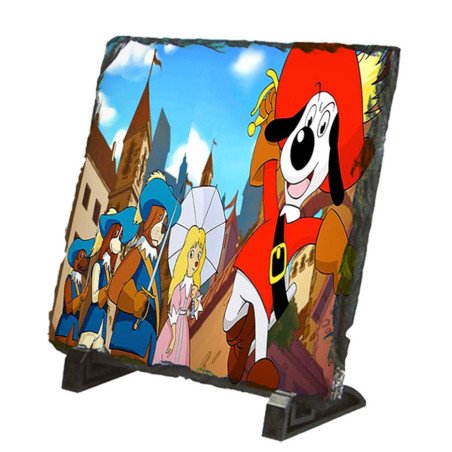 Placa pizarra Dartañan mosqueteros espadachin dibujos julieta portafotos portafoto