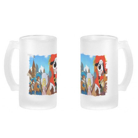 Jarra cerveza cristal Dartañan mosqueteros espadachin dibujos julieta esmerilada esmerilado 500ml