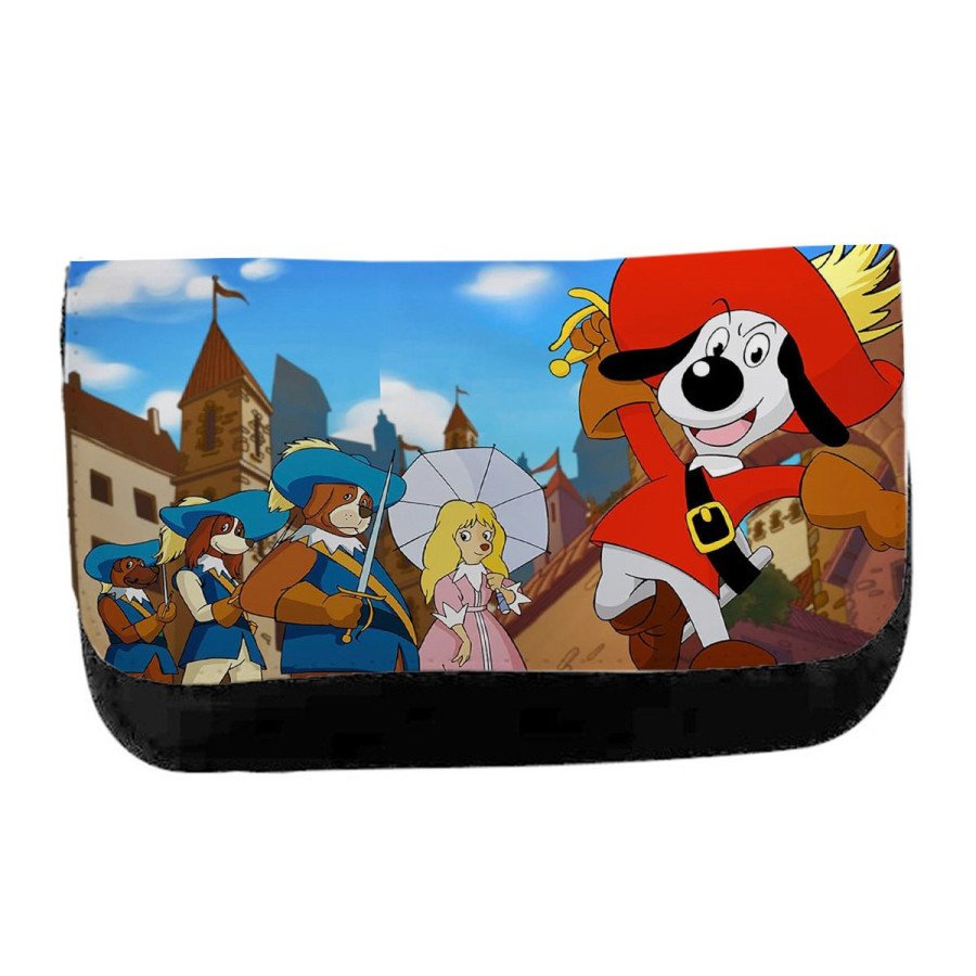 Estuche Neceser de lona Dartañan mosqueteros espadachin dibujos julieta unisex negro bolsa aseo multiusos