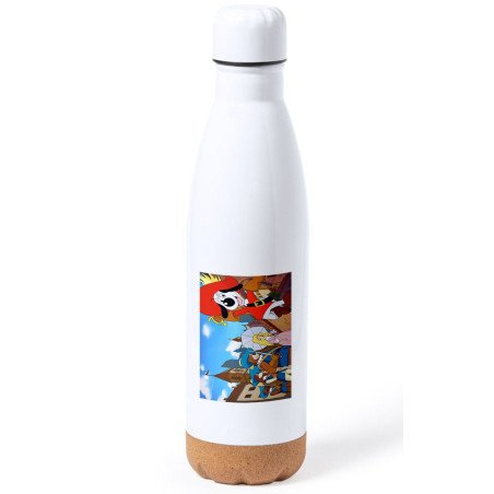 Bidón 750 ml acero inoxidable adorno de corcho Dartañan mosqueteros espadachin dibujos julieta tapon botella