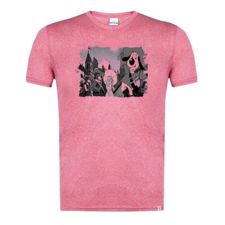 CAMISETA Roja mezcla con imagen en tonalidades NEGRAS Dartañan mosqueteros espadachin dibujos julieta tshirt