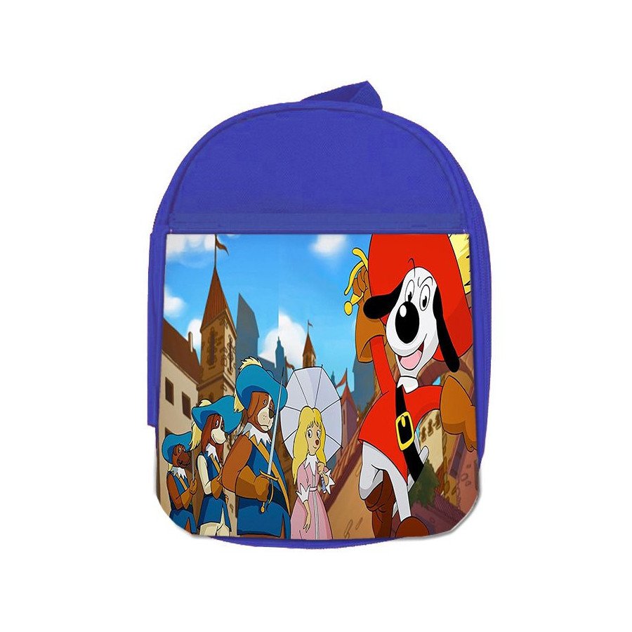 Mochila Azul Dartañan mosqueteros espadachin dibujos julieta escolar personalizado picnic excursión deporte