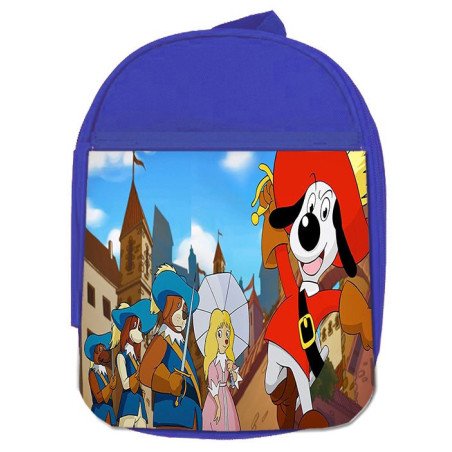 Mochila Azul Dartañan mosqueteros espadachin dibujos julieta escolar personalizado picnic excursión deporte