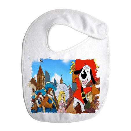 Babero colores Dartañan mosqueteros espadachin dibujos julieta personalizado bebe