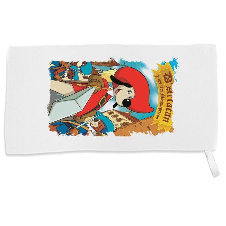 Toalla gimnasio gym absorbente Mosqueteros perros francia medieval dibujos suave con bolsita