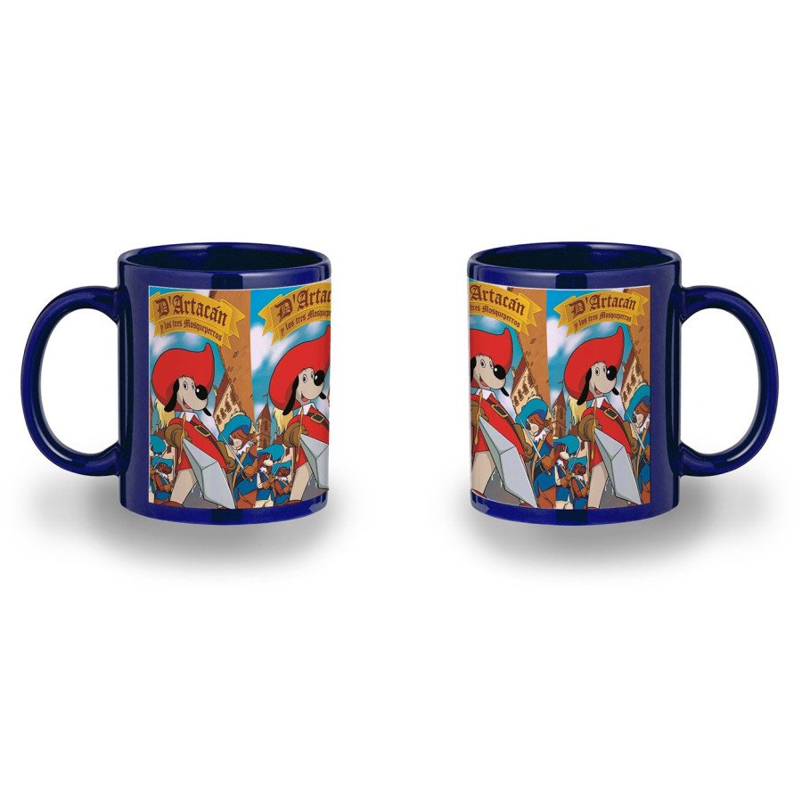 Taza color recuadro Mosqueteros perros francia medieval dibujos color mug jarra cerveza te infusión
