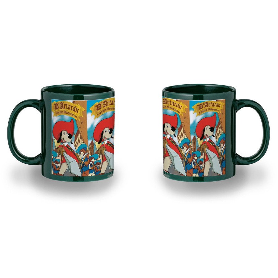 Taza color recuadro Mosqueteros perros francia medieval dibujos color mug jarra cerveza te infusión