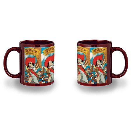 Taza color recuadro Mosqueteros perros francia medieval dibujos color mug jarra cerveza te infusión