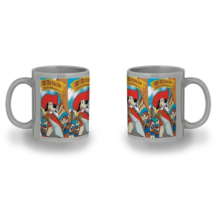 Taza color recuadro Mosqueteros perros francia medieval dibujos color mug jarra cerveza te infusión
