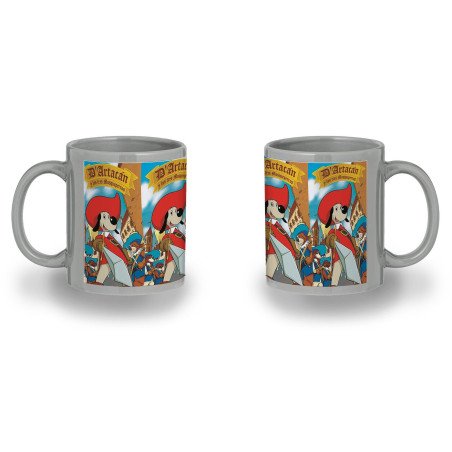 Taza color recuadro Mosqueteros perros francia medieval dibujos color mug jarra cerveza te infusión